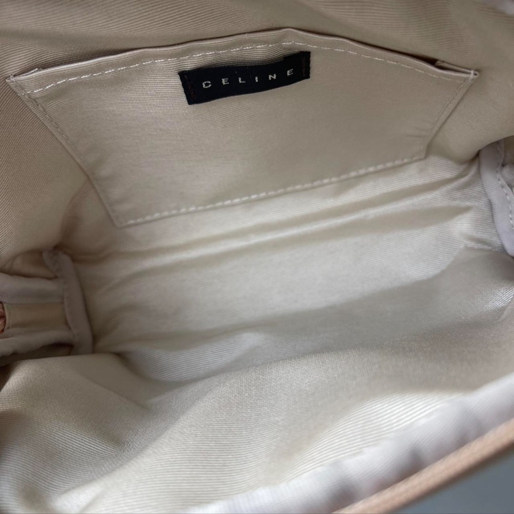 Celine Beige with Gold Monogram Canvas Cosmetic Bag Makeup - Picture 6 of 8